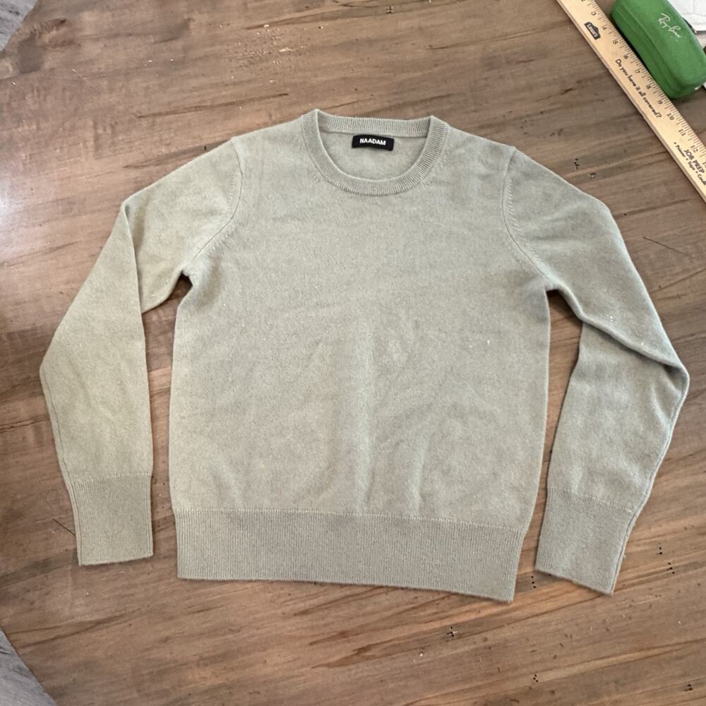 Naadam Sweater Womens XS 100% Cashmere Sage Pullover Crew Neck Long Sleeve